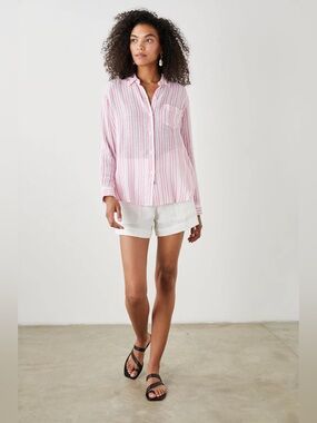 Rails Charli Shirt Kokomo Stripe pink and white size large